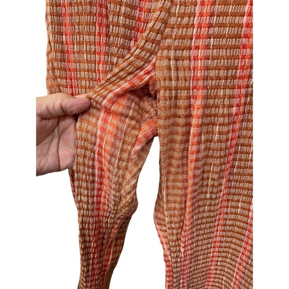 FREE PEOPLE Orange Brown Plaid Retro Pants Wide-leg Size Small - Picture 8 of 10